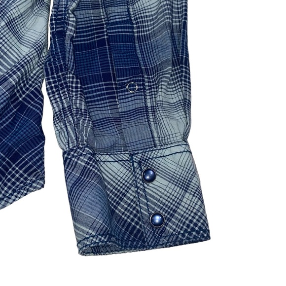 INC Blue Plaid Snap Down Shirt - Men’s Medium International Concepts - Picture 8 of 14